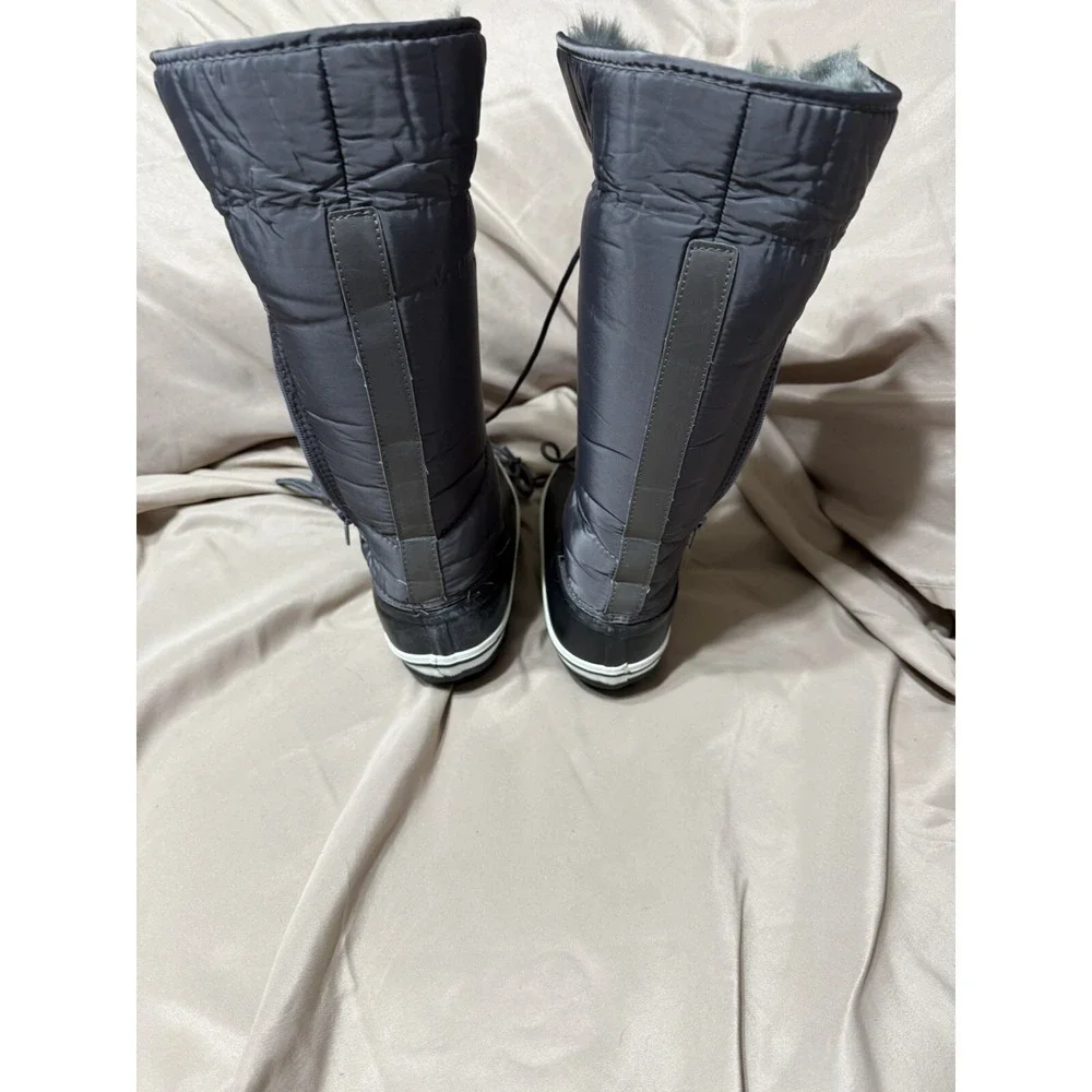 NORD TRAIL EMMA RUBBER BOOTS 6M‎ CHARCOAL  FAUX FUR THINSULATE Snow Warmth